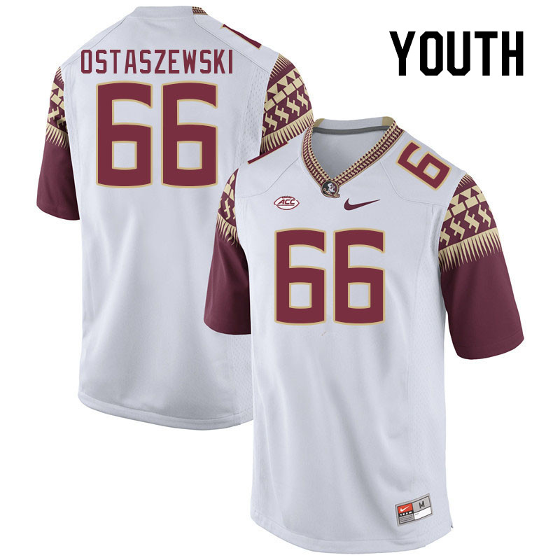 Youth #66 Ben Ostaszewski Florida State Seminoles College Football Jerseys Stitched-White